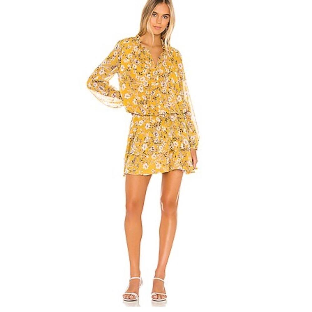 Show Me Your Mumu Channing Flirtin Floral Mini Dress Size XS Yellow